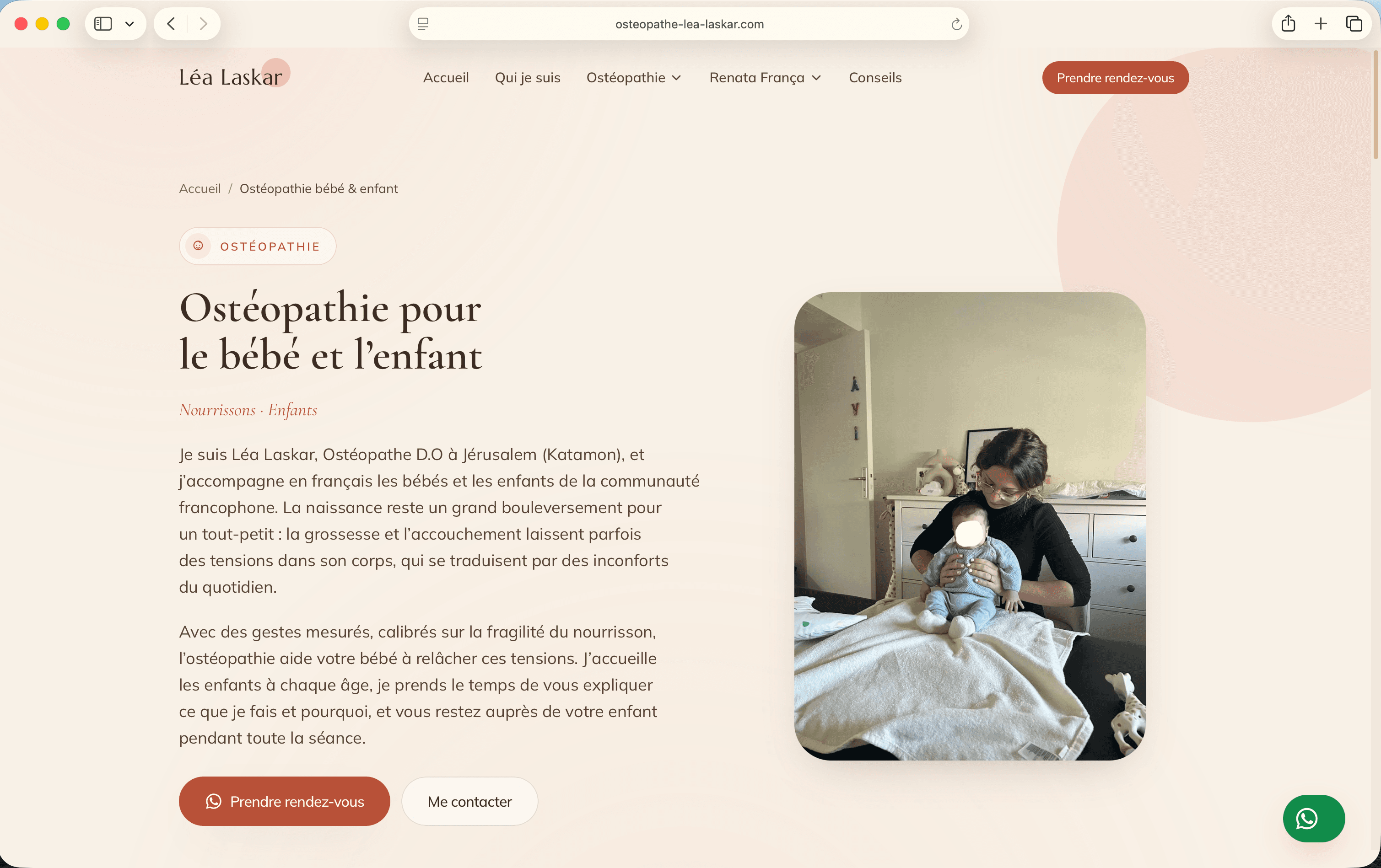 Screenshot du projet Ostéopathe Léa Laskar